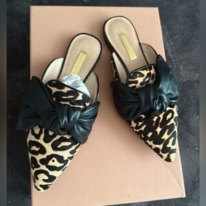 Leopard Print Women's Mules with Black Bow